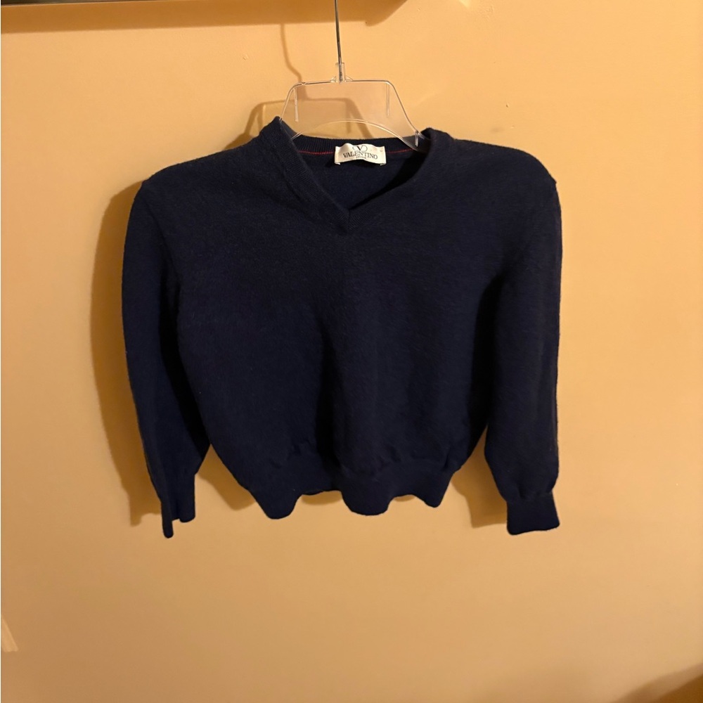 Valentino Studio vintage navy wool v-neck sweater